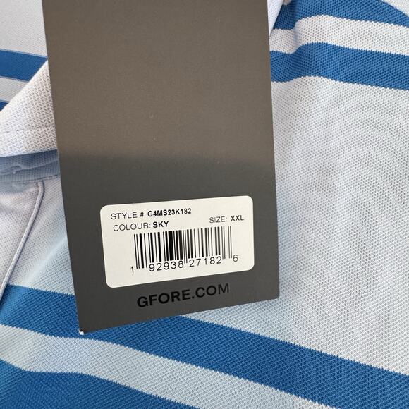 NWT G/FORE Golf Offset Stripe Tech Pique Polo Shirt Sz XXL Patriotic SKY BLUE - Picture 4 of 9
